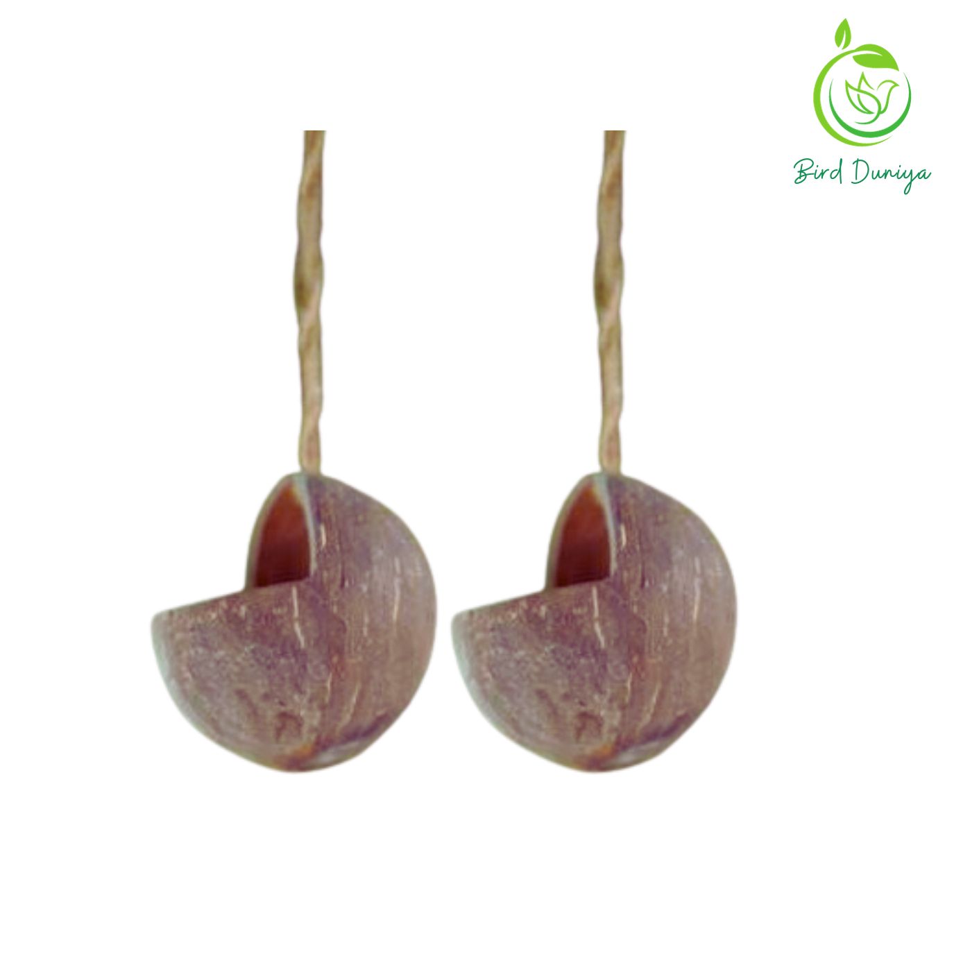 Bird-friendly setup combo with various bird-related products, birdfeeder, nest , whistles, coir nest, coconut shell feeder