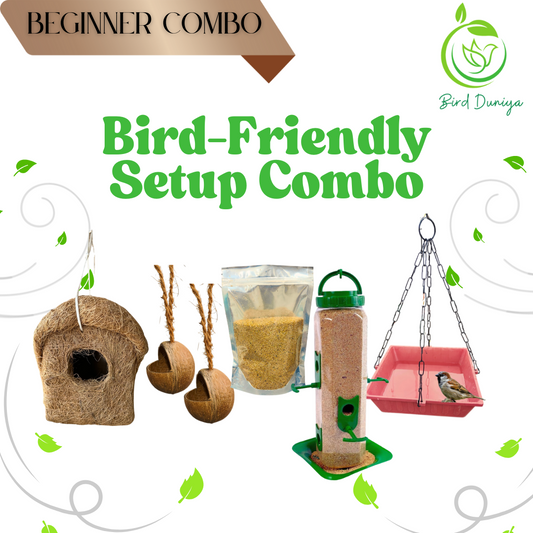 simple bird feeder combo for beginner, starterpack, bird feeder, water feeder, bird nest coir, coconut shell feeder
