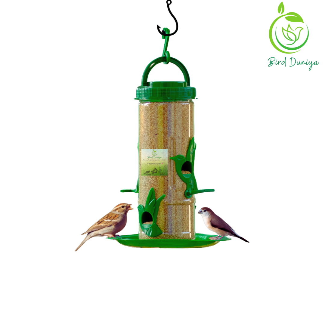 Bird-friendly setup combo with various bird-related products, birdfeeder, nest , whistles, coir nest, coconut shell feeder